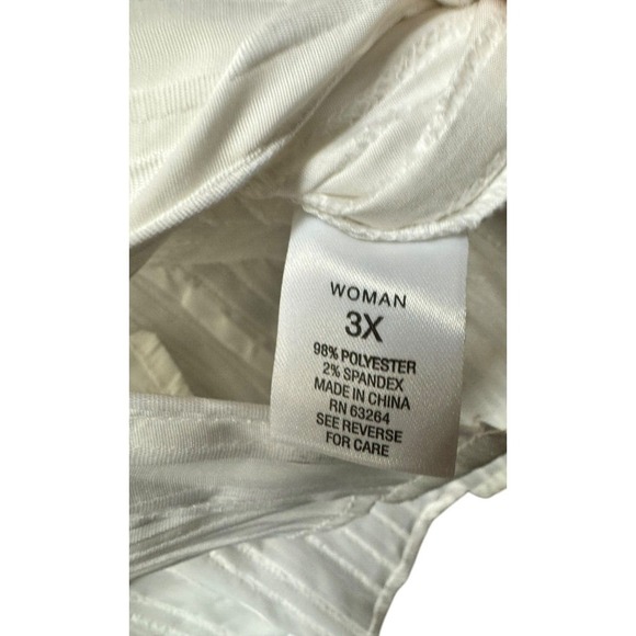 Roz & Ali White Button Down Blouse Top Plus Size 3XL textured Length 29" - Picture 9 of 11